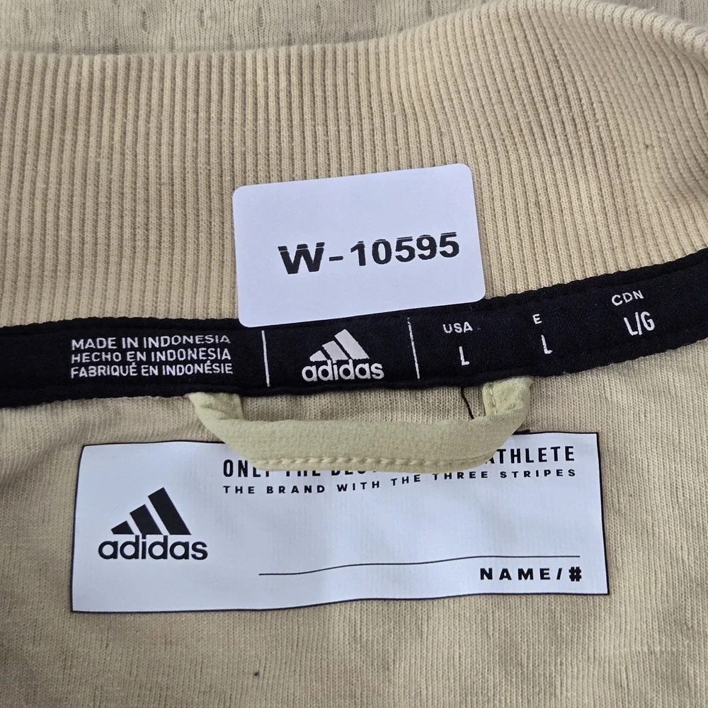 Adidas Men Jacket L Beige Nylon Polyester Activewear Zipper Logo Bomber READ